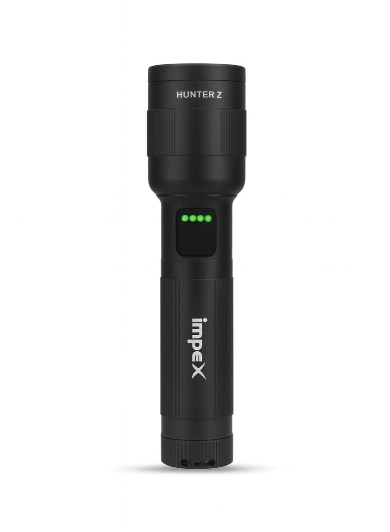 Impex Hunter Z Rechargeable Tactical LED Flashlight IPX5 Zoom - Image 2